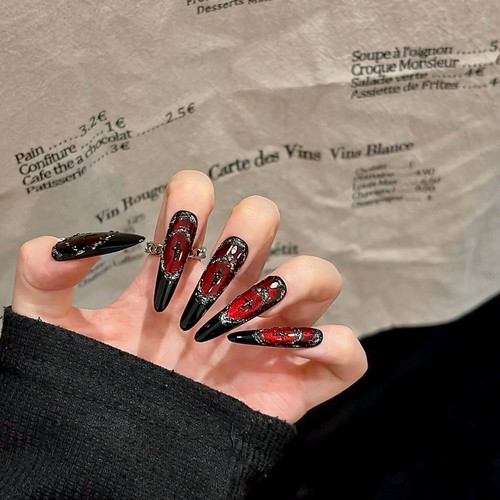 【绯红契约】红薯爆款纯手工穿戴甲气质御姐风轻奢高级感红色美甲