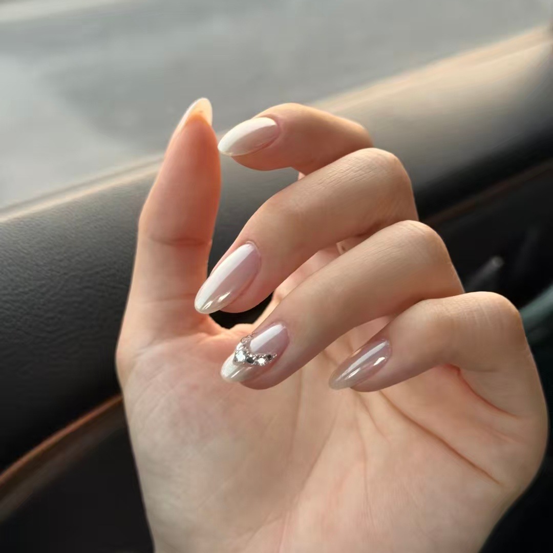 【海莉公主】温柔气质魔镜美甲爆闪锆石爱心钻穿戴甲纯手作