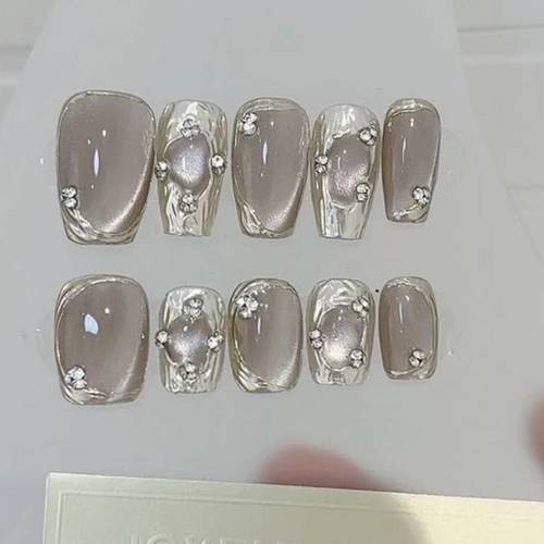 纯手工光疗美甲穿戴甲千金成品重复使用美甲贴片可拆卸