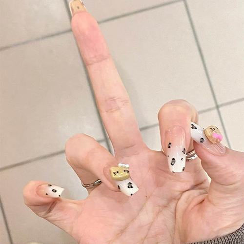豹纹kitty520礼物小红书同款豹纹kitty纯手工美甲穿戴甲高级甲片