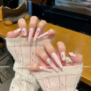 【信仰之光】上班族ins风个性十字架纯手工穿戴甲长款高跟鞋美甲