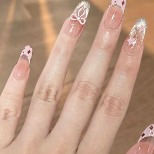 手工穿戴甲显白豹纹百搭美甲春季高级感学生法式指甲贴片粉豹纹