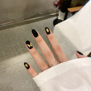 【蝴蝶罪魁】纯手工贵气金箔蝴蝶黑色显白秋冬高级新款美甲穿戴甲