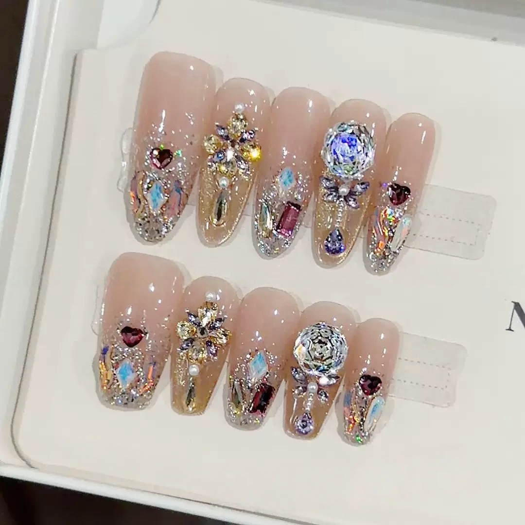 【幻彩紫玫瑰】纯手工穿戴轻奢美拉德猫眼高级感显白纯手作美甲片