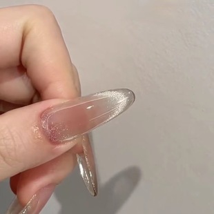 纯手工光疗穿戴甲醉清风腮红猫眼爆闪小灯泡素颜气质纯欲风美甲贴