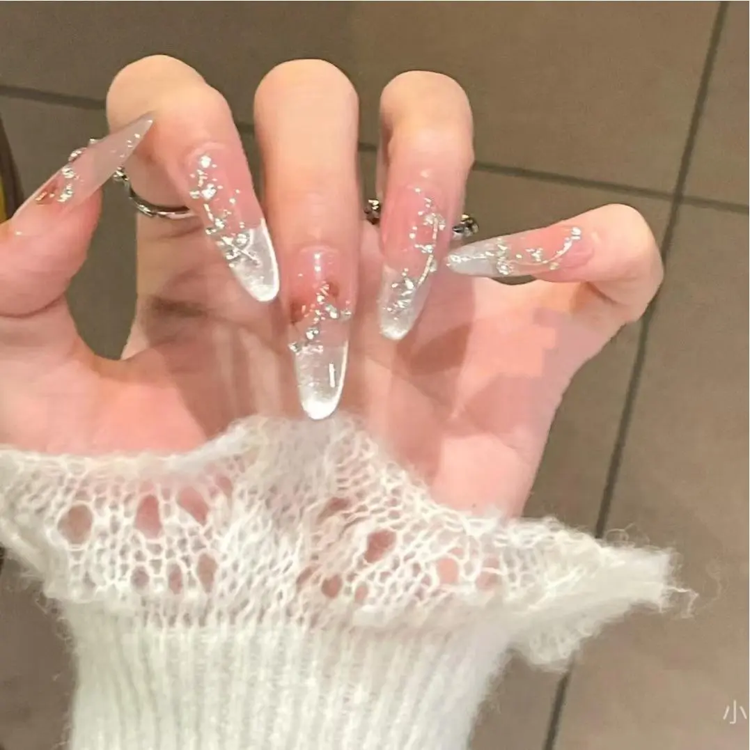 纯手工穿戴甲玫瑰庄园千金法式猫眼高级感立体穗钻爆闪美甲可拆卸