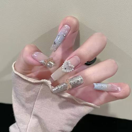 手工穿戴甲韩系纯欲猫眼高级感气质蝴蝶结银河星星珍珠轻奢美甲