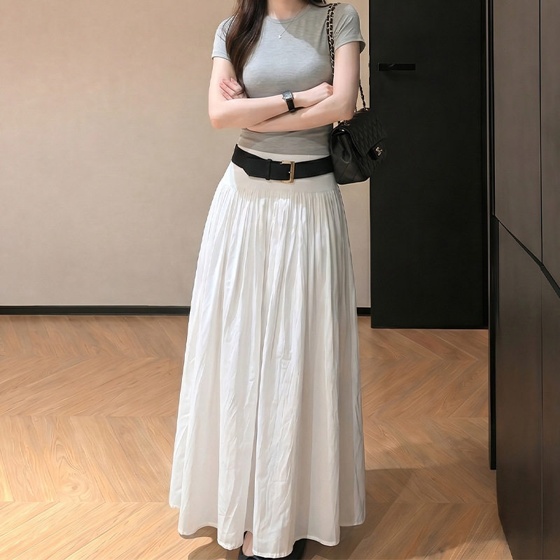 法式赫本风伞裙女夏季高腰收腹