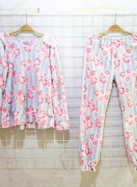 LY2021蓝色玫粉花睡衣+睡裤