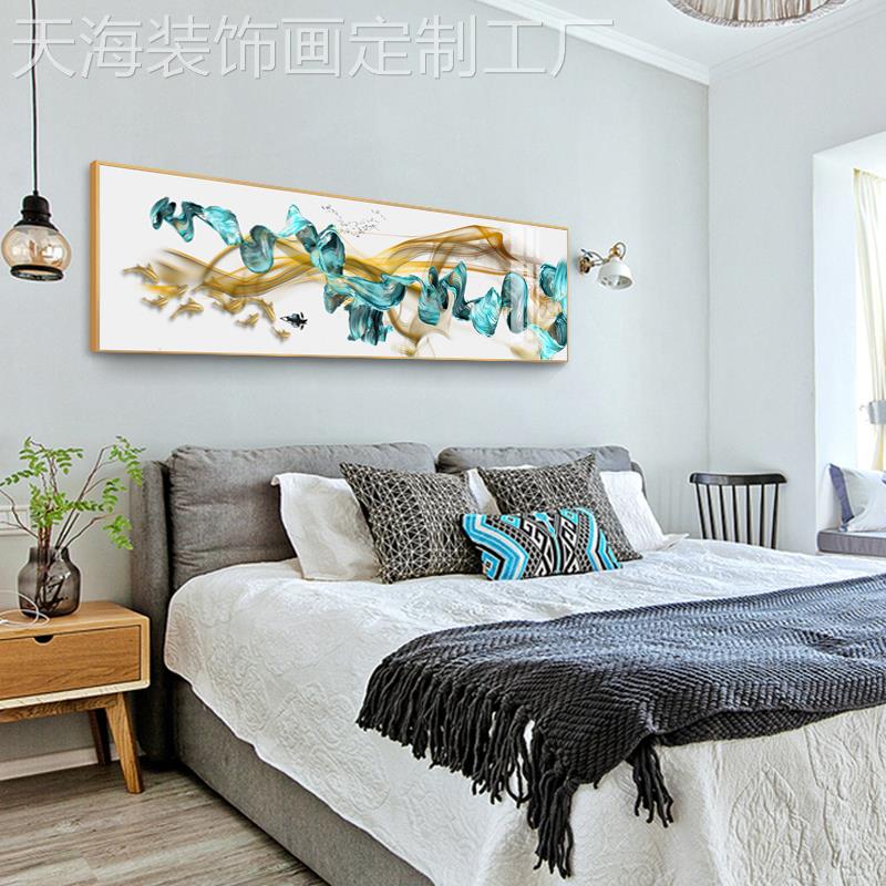 网红约图卧室床头装饰画客厅沙背间景墙挂画北欧发老人房壁画鱼简图片