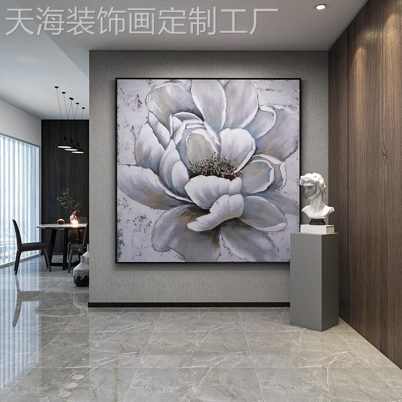 网红轻奢餐寸厅装饰画新厅式花卉中客厅沙画发背景墙壁饭挂画大尺图片