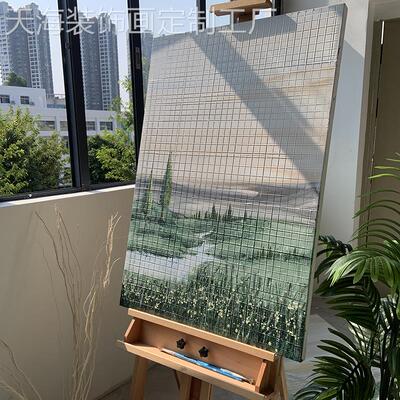 网红.原创三青烟》纯手绘风景油关画客厅餐厅饰玄卧室千《装画