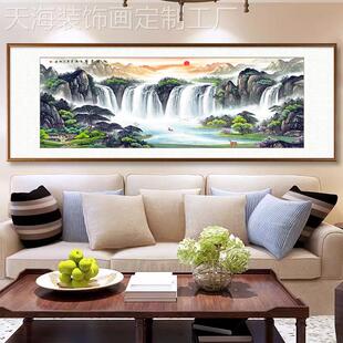 网红新中山式东墙沙发背景墙饰画水画厅客挂画靠图西墙山聚装财国