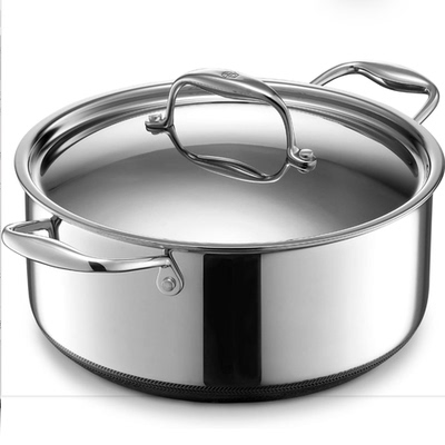 美国代购HexClad Hybrid Nonstick Stockpot 带玻璃盖不粘锅汤锅