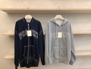 新品韩国大象家elephant刺绣拉链连帽卫衣外套宽松均码现货两色