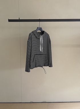 春秋新品韩国verso简约百搭套头连帽条纹不挑人显瘦卫衣宽松女