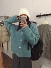 秋冬新品韩版insist纯色简约ins风圈圈羊毛翻领毛衣外套现货