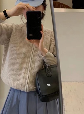 春秋新品egg简约纯色韩系拉链不起球针棒球织外套均码圆领现货