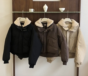 2冬季新品鸡蛋家egg翻领可拆卸多种穿法面包羽绒服短款宽松外套女