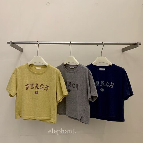 2025春夏新品韩系elephant短袖短款圆领字母T恤简约百搭上衣均码