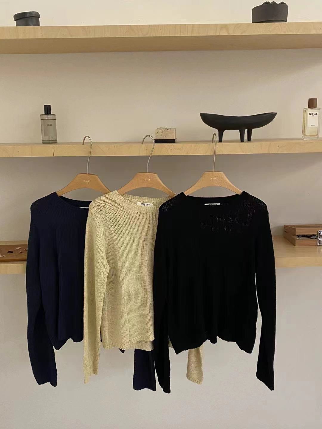 常青款韩版insist纯色针织衫简约百搭基础套头针织毛衣均码短上衣