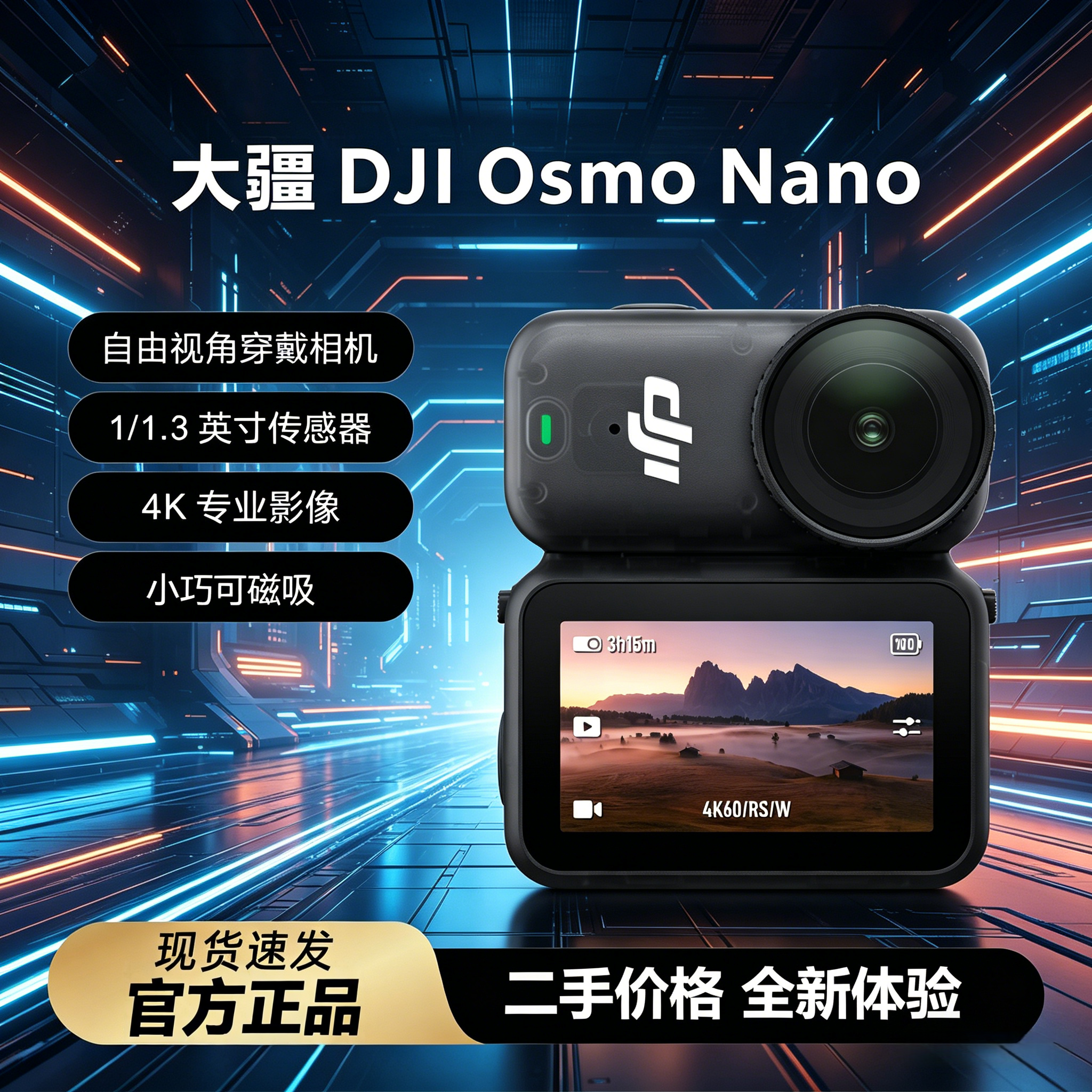 大疆 DJI Osmo Nano拇指运动相机4K专业影像户外骑行
