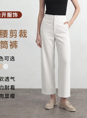 2026春季新款早八纵线直筒裤松弛感通勤休闲百搭高腰九分裤女款