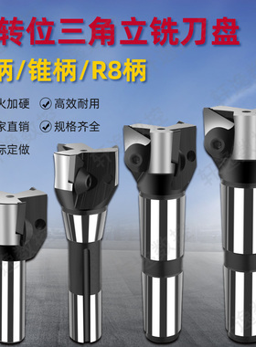 可转位三角直角立铣刀盘  莫氏3# 4# 直柄 R8柄 90度三角刀片铣刀