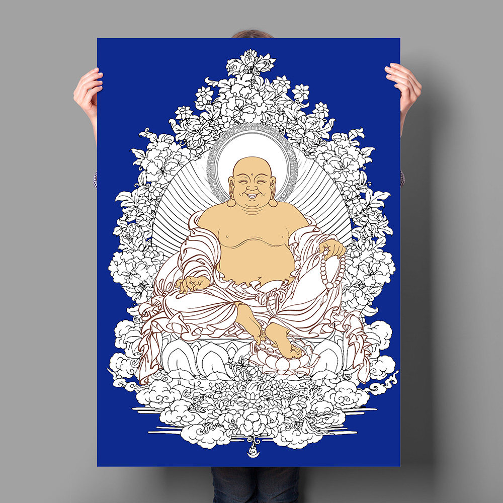 纯棉油画布西藏热贡唐卡描金线稿图片