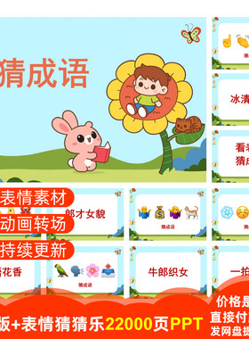 【22000页PPT】猜成语004组看表情猜猜乐emoji猜美食人名地名游戏