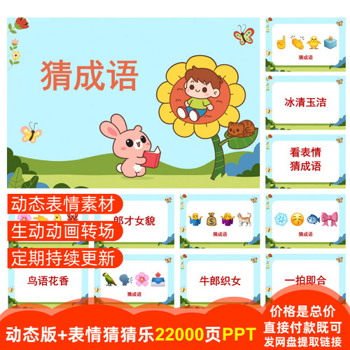 【22000页PPT】猜成语004组看表情猜猜乐emoji猜美食人名地名游戏