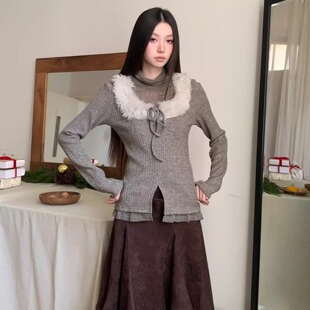 堆堆领休闲打底衫女秋冬新款设计感假两件可外穿半高领气质上衣潮