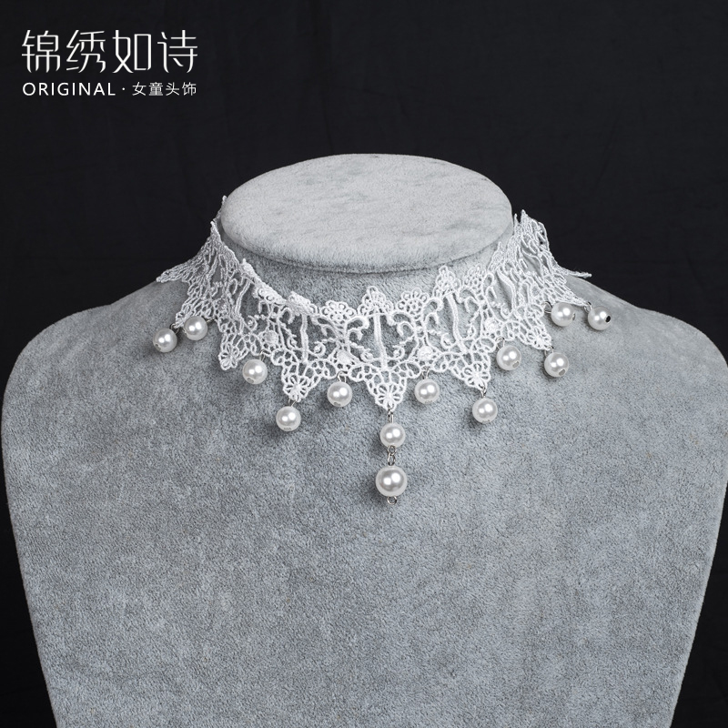 生日礼物公主风手工白色珍珠额饰