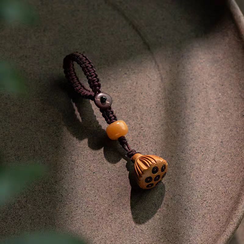桃篮桃核雕刻平安木挂件花摇篮红绳手链配件桃核雕编制桃枭锁福篮图片