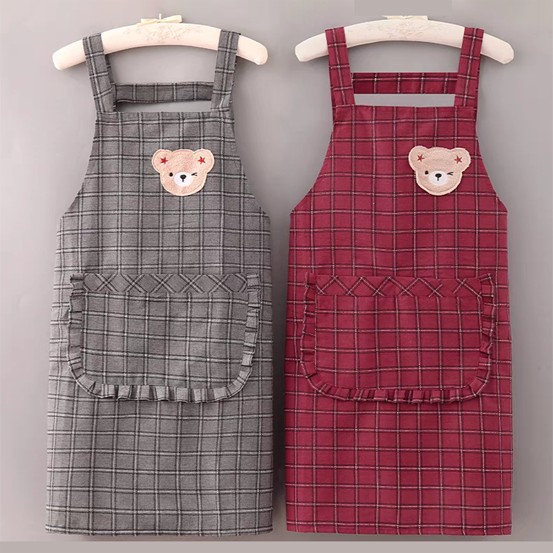 日本纯棉家用厨房围裙女时尚做饭专用工作服防油罩衣简约小熊围腰,家庭/个人清洁工具,围裙,淘宝优惠券,粉丝福利购,淘宝优惠卷