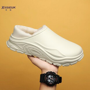 手术室鞋男冬季加绒医院上班专用防滑洞洞鞋棉拖医生值班包跟拖鞋
