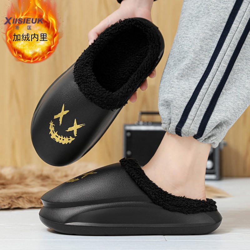 包头拖鞋男冬季加绒保暖防水防滑