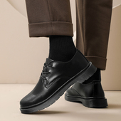 男韩版 百搭黑色真皮高中初中小学生演出鞋 3738小码 青少年皮鞋 潮鞋