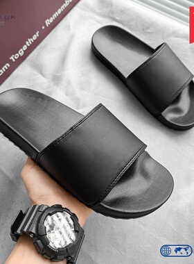 47大码2026新款男士一字拖夏季室内防滑外穿EVA全黑色沙滩凉拖鞋