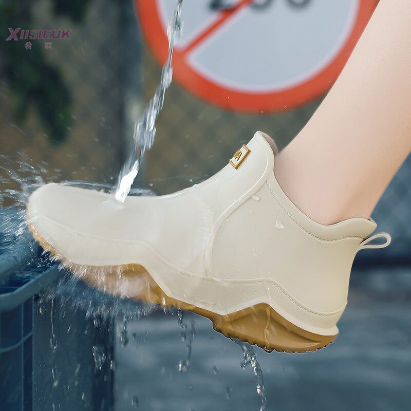 37 38小码青少年雨鞋男孩中大童雨天胶鞋防滑初中小学生短筒雨鞋