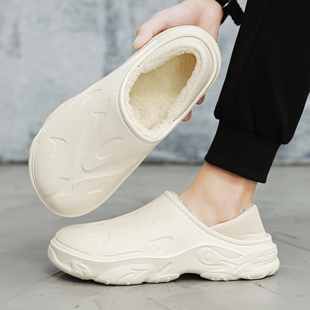 手术室鞋男冬季加绒医院上班专用防滑洞洞耐脏医生包跟大码棉拖鞋