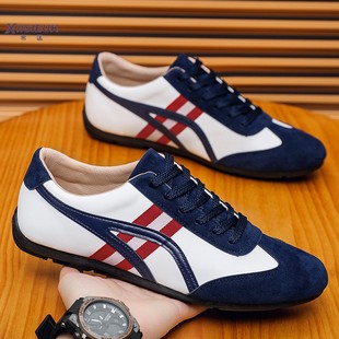 春秋款男士时尚百搭阿甘鞋复古休闲鞋运动低帮系带薄底开车男鞋子