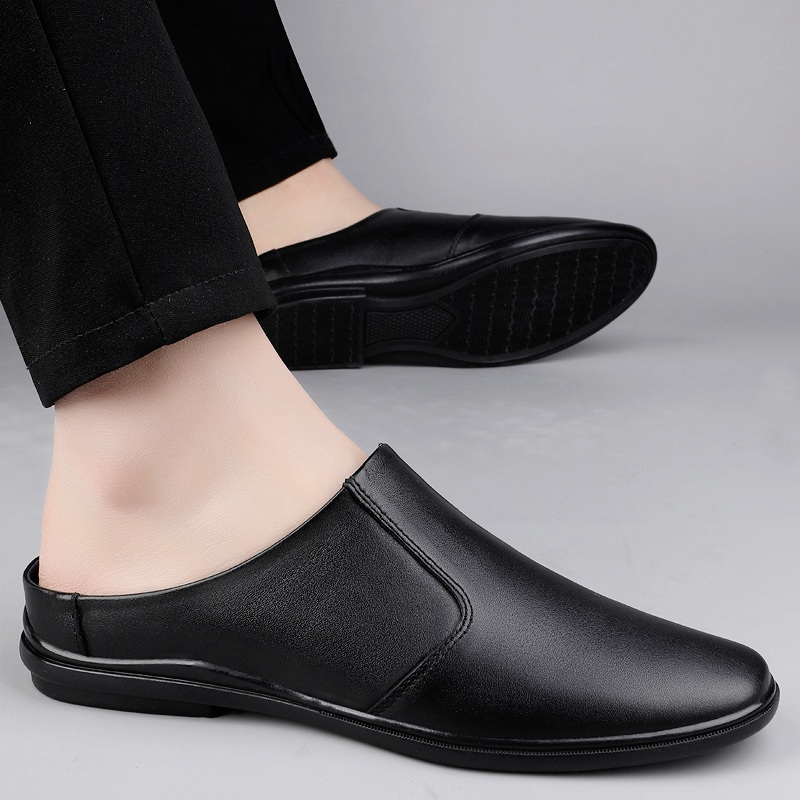 无后跟真皮商务休闲软底小码夏款