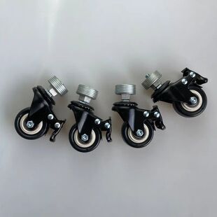 6分水管衣架万向轮螺纹晾衣架铁管轮阳台晾衣架一寸静音滚轮刹车