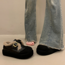 超火加绒毛毛勃肯鞋女毛绒厚底棉鞋2025新款爆款复古皮鞋深口单鞋