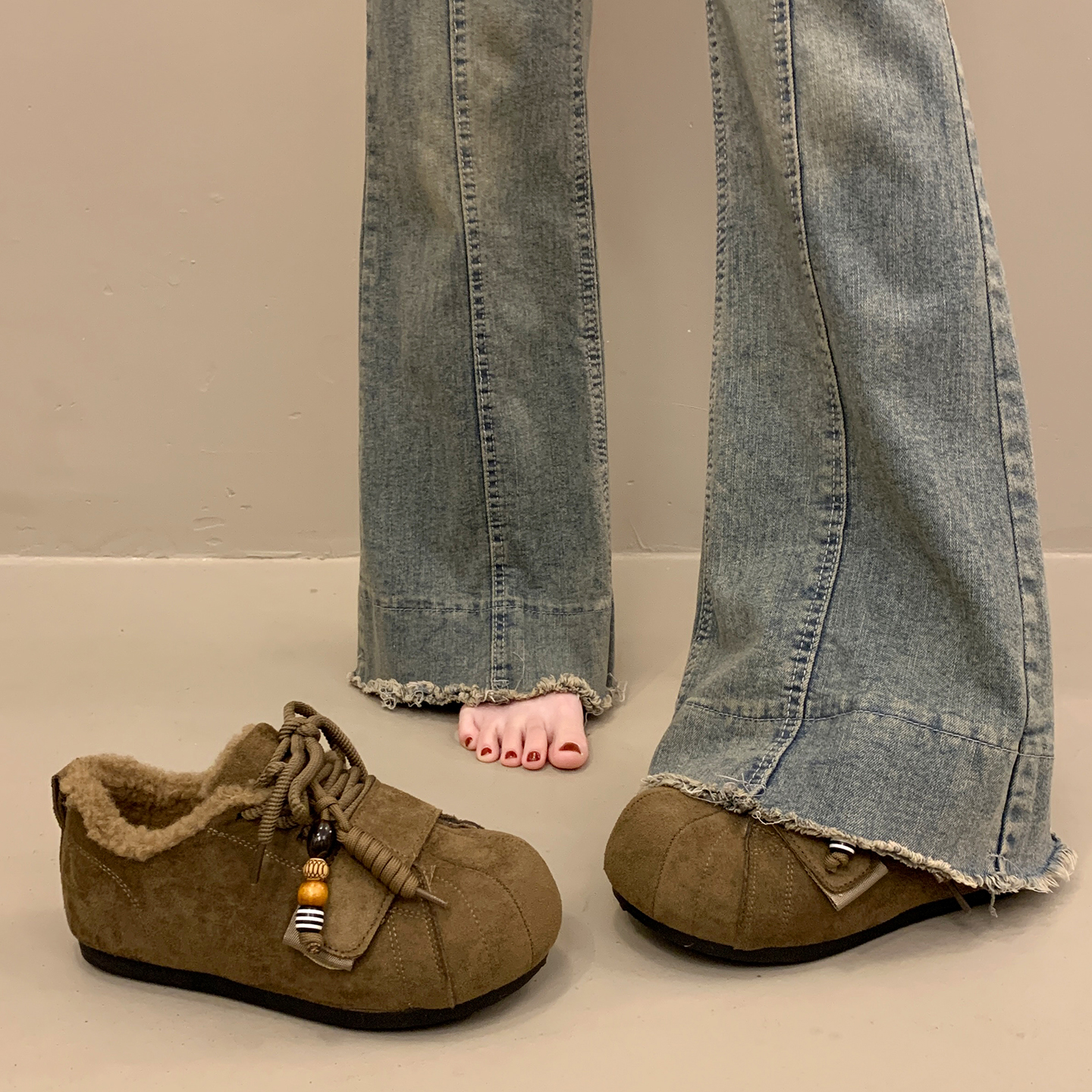 复古保暖勃肯鞋女冬百搭平底板鞋