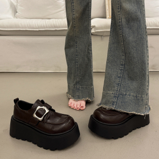 玛丽珍松糕鞋 英伦厚底增高小皮鞋 2025新款 百搭圆头深口单鞋 女秋季