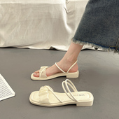 仙女风平底凉鞋 女夏季 时尚 法式 配裙子2025新款 高级感罗马沙滩凉拖