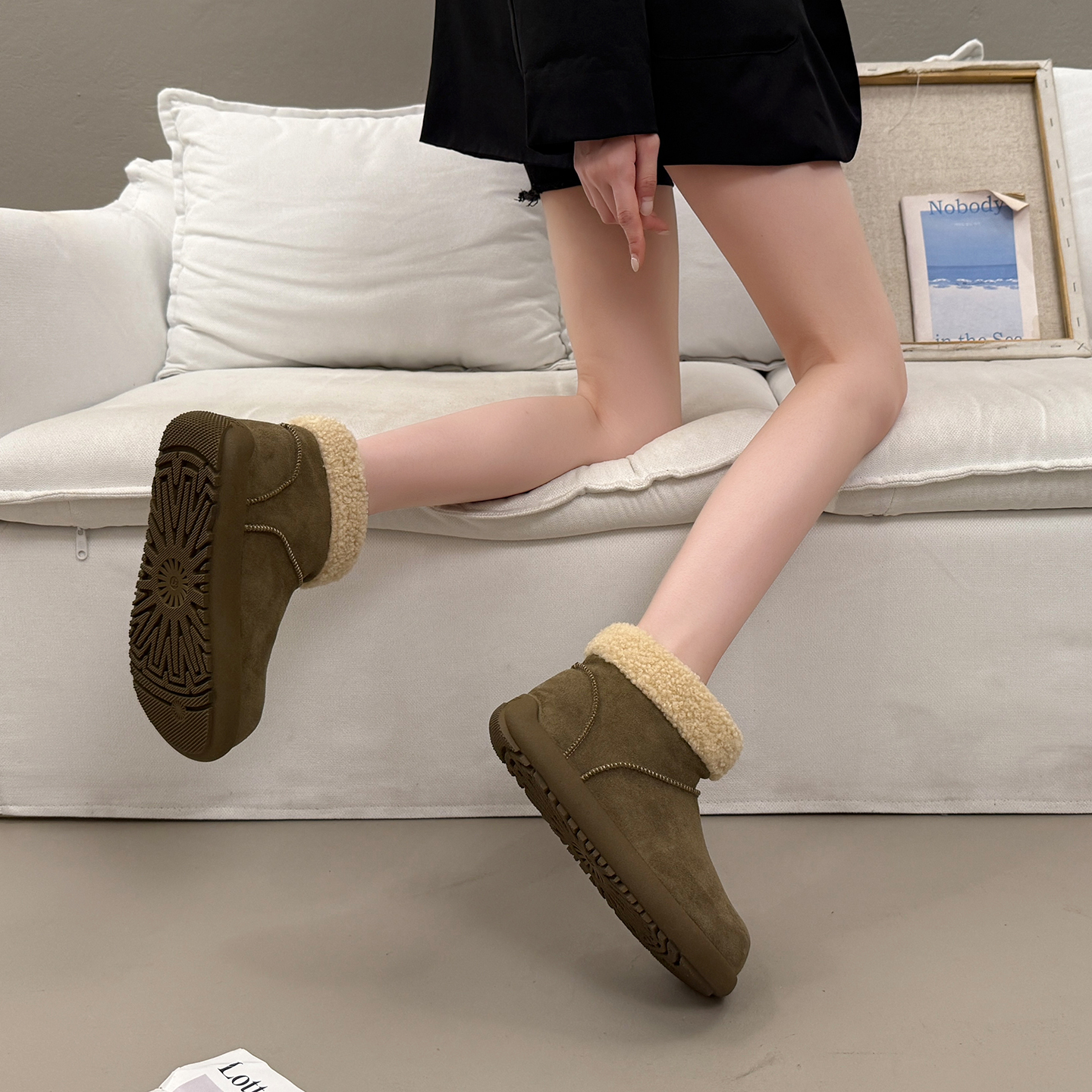 毛毛雪地棉靴女秋冬季大棉面包鞋