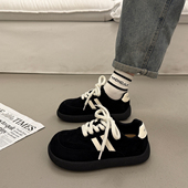 百搭小众运动休闲鞋 爆款 2026新款 春秋季 超火厚底板鞋 女德训面包鞋